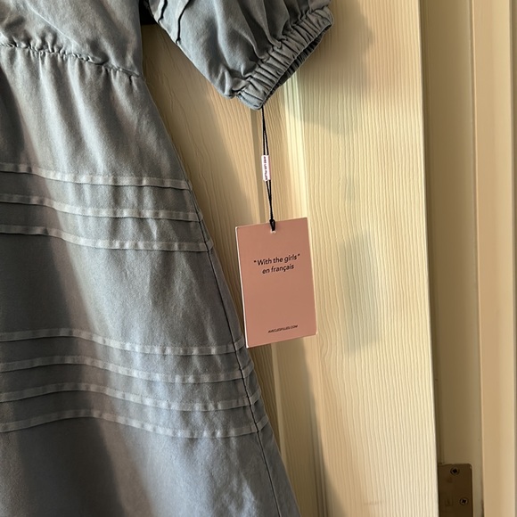 Avec Les Filles Cotton Babydoll Puff Sleeve Chambray Dress Sz S NWT - Picture 7 of 10